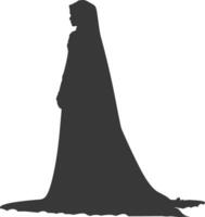 Silhouette independent emirates women wearing Abaya black color only vector