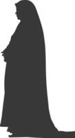 Silhouette independent emirates women wearing Abaya black color only vector