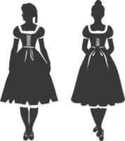 Silhouette independent germany women wearing dirndl black color only vector