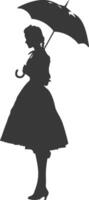 Silhouette independent germany women wearing dirndl with umbrella black color only vector