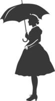 Silhouette independent germany women wearing dirndl with umbrella black color only vector