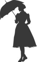 Silhouette independent germany women wearing dirndl with umbrella black color only vector