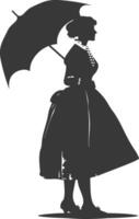 Silhouette independent germany women wearing dirndl with umbrella black color only vector