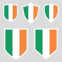 Set of Ireland Flag in Shield Shape Frame vector