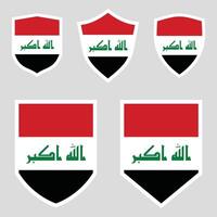 Set of Iraq Flag in Shield Shape Frame vector