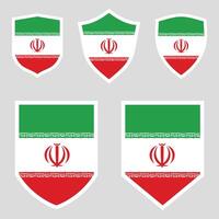 Set of Iran Flag in Shield Shape Frame vector