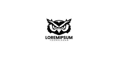 Angry Owl Mascot Black and White Silhouette Branding vector