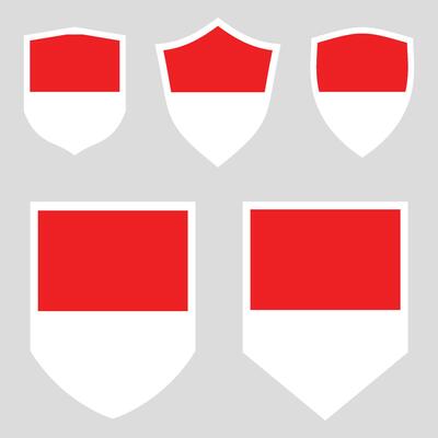 Set of Indonesia Flag in Shield Shape Frame