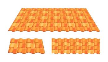 Roof tile textures, materials. Roof profile sheets for house or home roof. vector