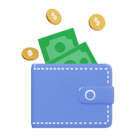 Wallet icon 3d render illustration png