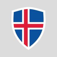 Iceland Flag in Shield Shape Frame vector