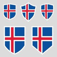 conjunto de Islandia bandera en proteger forma marco vector