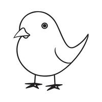 Cute bird illustration black and white cartoon character design collection. White background. Pets, Animals. vector