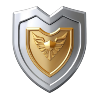 3d shield element, protection or security symbol icon, generated ai png