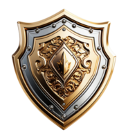 3d shield element, protection or security symbol icon, generated ai png