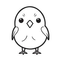 Cute bird illustration black and white cartoon character design collection. White background. Pets, Animals. vector