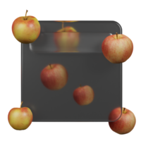 3d rendering glassmorphism with apple fruit png