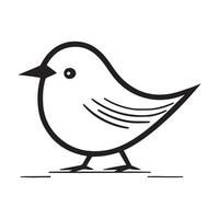 Cute bird illustration black and white cartoon character design collection. White background. Pets, Animals. vector