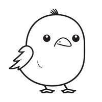 Cute bird illustration black and white cartoon character design collection. White background. Pets, Animals. vector