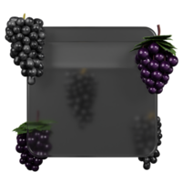3d rendering glassmorphism with grape fruit png
