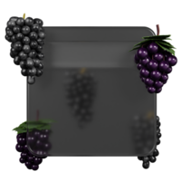 3d rendering glassmorphism with grape fruit png