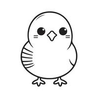 Cute bird illustration black and white cartoon character design collection. White background. Pets, Animals. vector