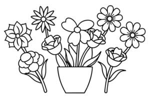 Illustration with flowers tulips outline style design vector