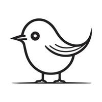 Cute bird illustration black and white cartoon character design collection. White background. Pets, Animals. vector