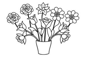 ilustración con flores tulipanes contorno estilo diseño vector