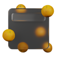 3d rendering glassmorphism with orange fruit png