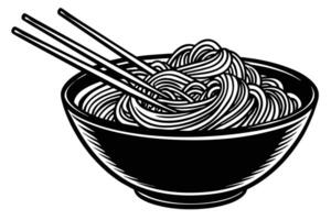 Hand drawn bowl of noodles design vector