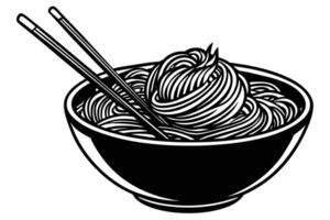 Hand drawn bowl of noodles design vector