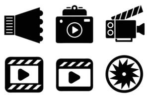 Camera recorder film icon symbol set vector