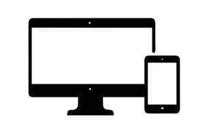 Electronic devices with white blank screens - computer monitor design vector