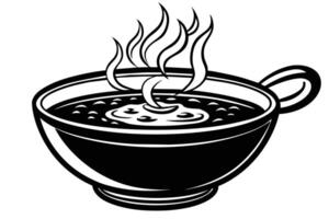 caliente sopa cuenco plato diseño vector