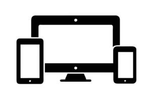 Electronic devices with white blank screens - computer monitor design vector