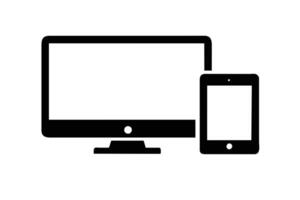 Electronic devices with white blank screens - computer monitor design vector