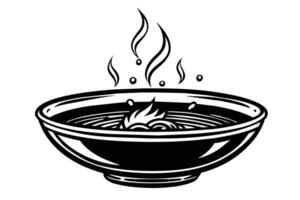 caliente sopa cuenco plato diseño vector
