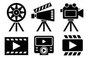 Camera recorder film icon symbol set vector