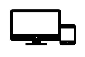 Electronic devices with white blank screens - computer monitor design vector