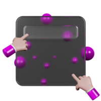 3d le rendu rectangle morphisme du verre avec abstrait forme et main png