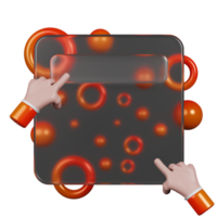 3d representación rectángulo morfismo de vidrio con anillo y mano png