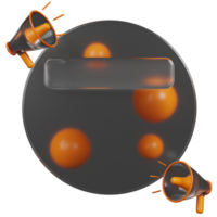 3d Rendern Kreis Glasmorphismus mit Orange laut Lautsprecher png