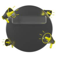 3d tolkning cirkel glasmorfism med högt högtalare png