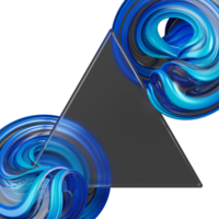 3d rendering triangle glassmorphism with abstract blue shape png