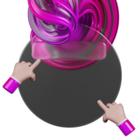 3d le rendu cercle morphisme du verre avec abstrait forme et main png