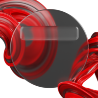 3d rendering circle glassmorphism with red abstract png