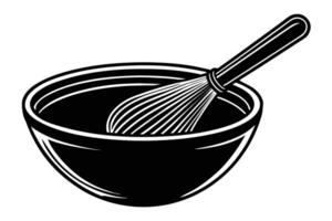 A stainless steel mixing whisk and bowl vector
