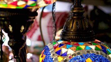 A bunch of turkish lamps at one of many Kemer gift shops. Antalya, Turkey video