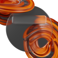 3d Renderização círculo morfismo de vidro com laranja abstrato png